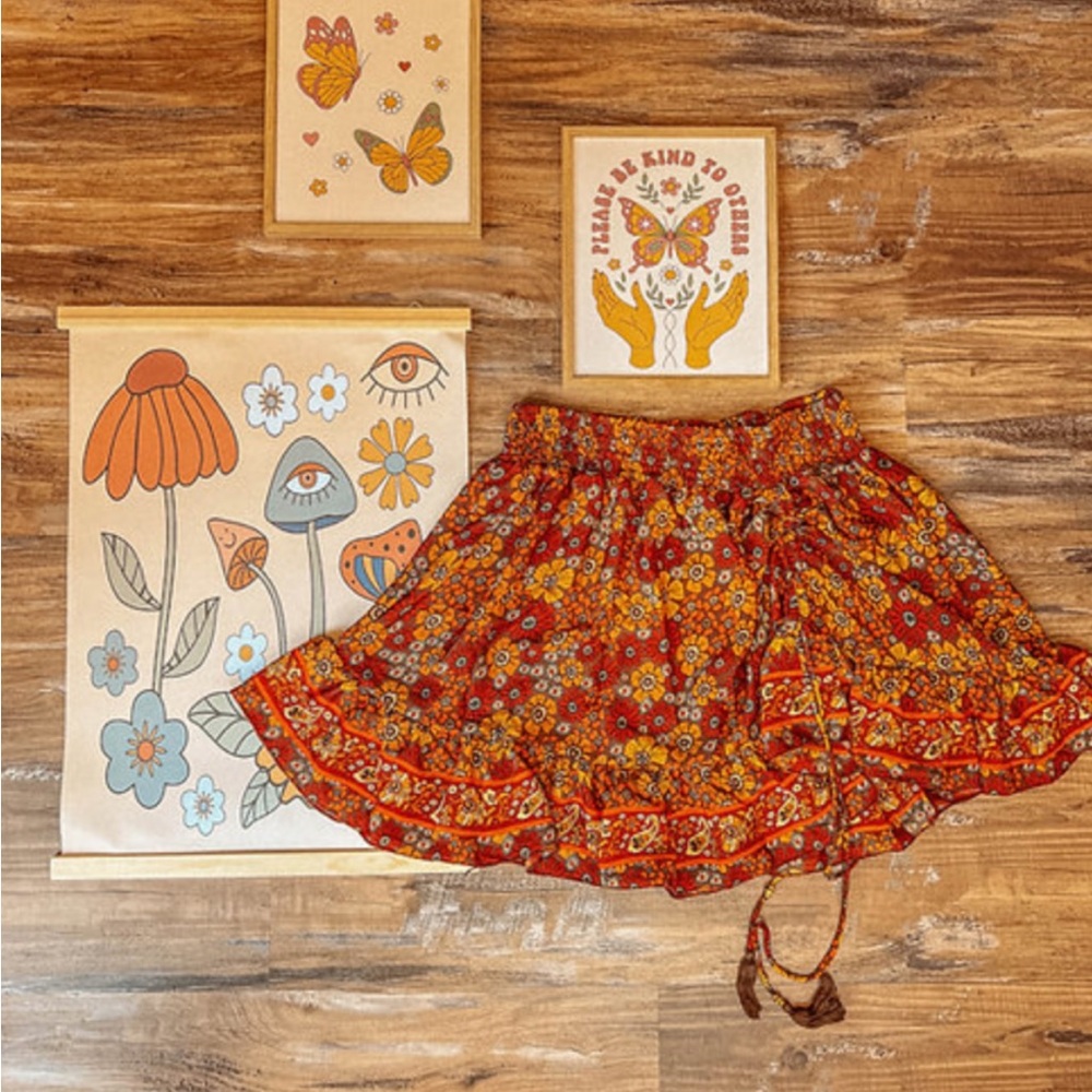 Gardenbelle Hippie Boho Mini Skirt